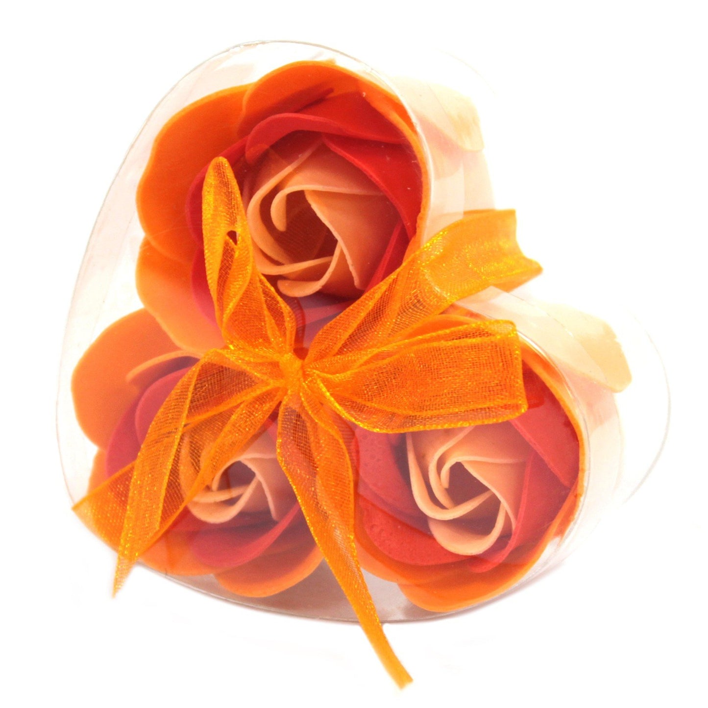 Set of 3 Heart - Shaped Peach Rose Soap Flowers | #product_category# - OneRoofGifts