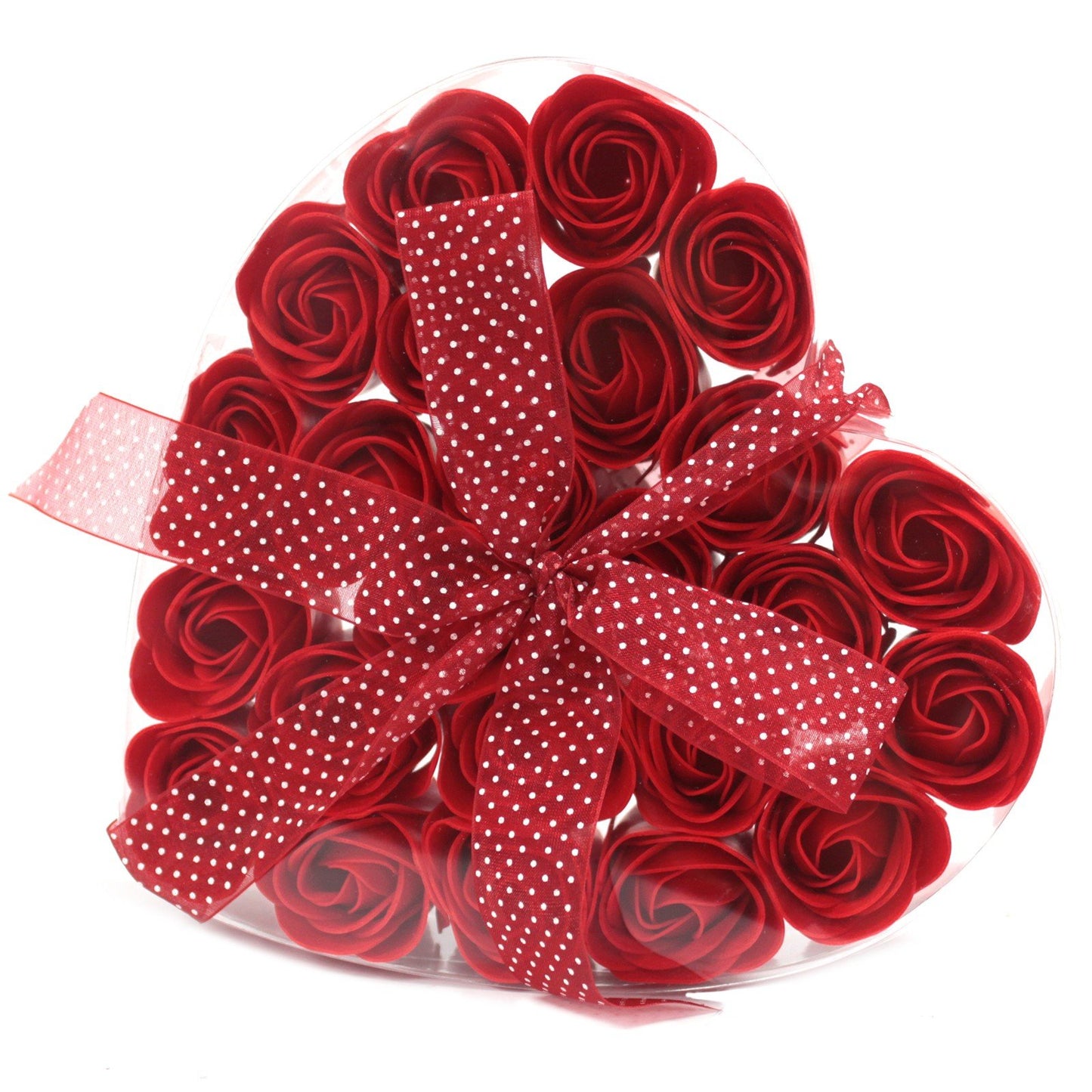 24 Red Rose Soap Flowers in Heart - Shaped Box | #product_category# - OneRoofGifts