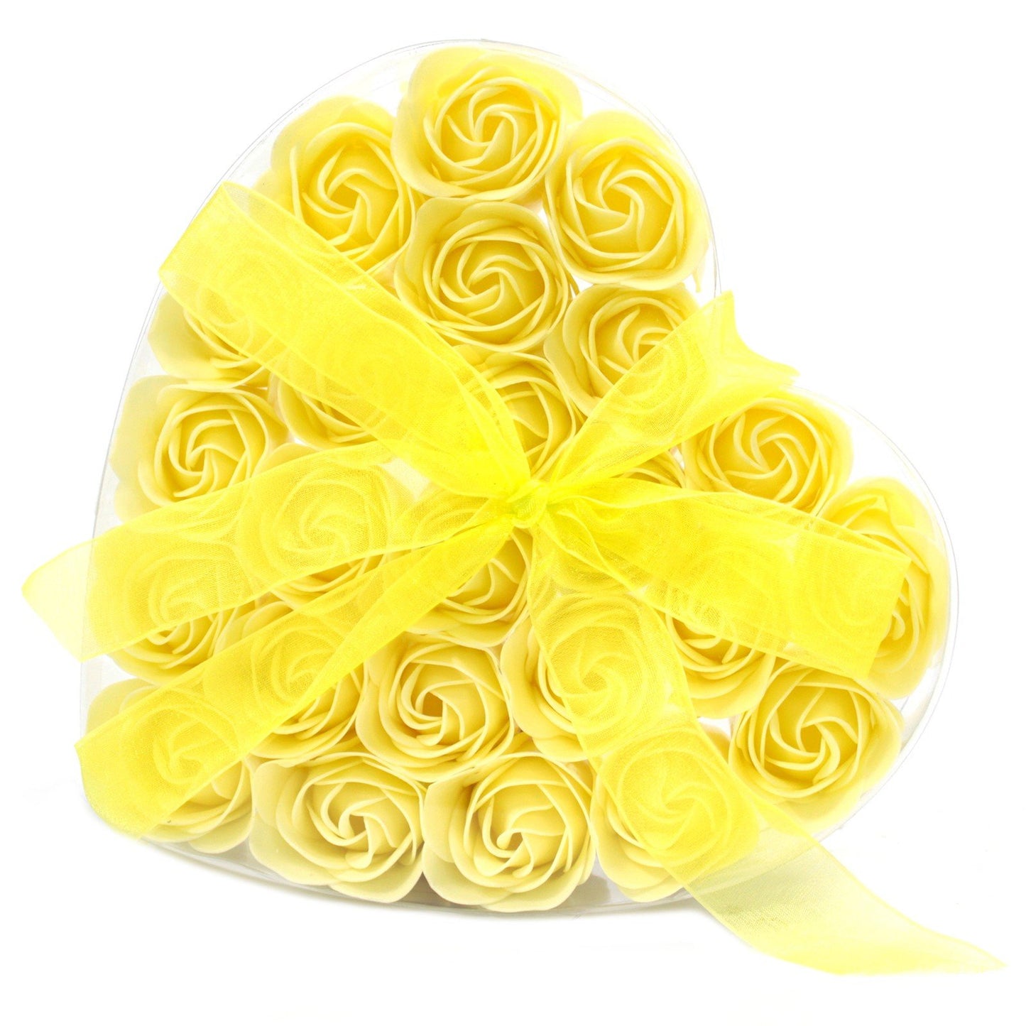 24 - Piece Yellow Rose Soap Flowers in Heart Box | #product_category# - OneRoofGifts