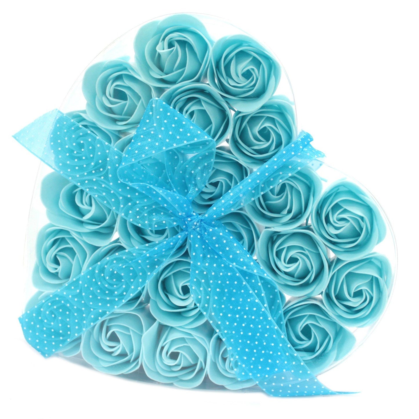 24 - Pack Blue Rose Soap Flowers in Heart - Shaped Box | #product_category# - OneRoofGifts