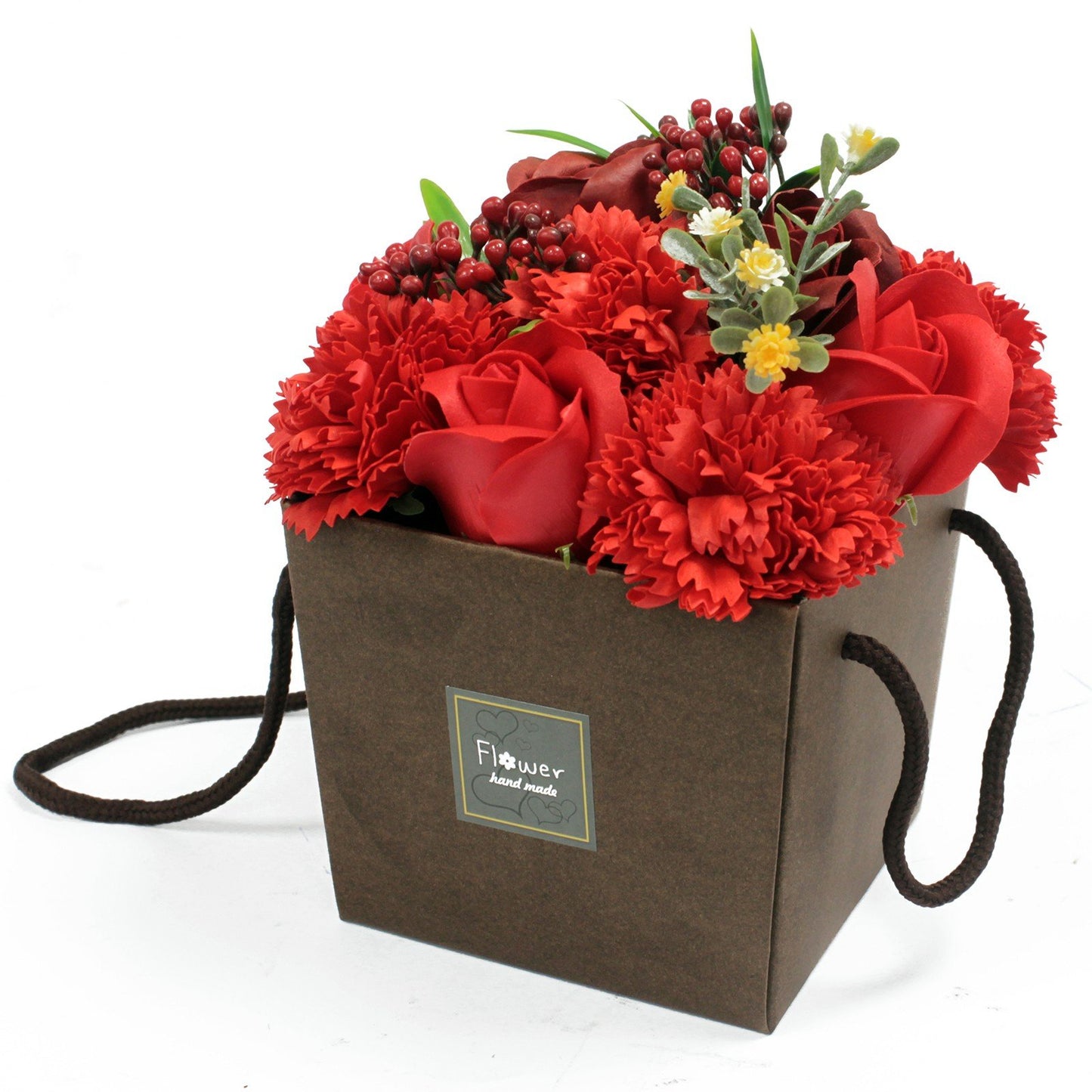 Red Roses and Carnation Soap Flower Bouquet | #product_category# - OneRoofGifts