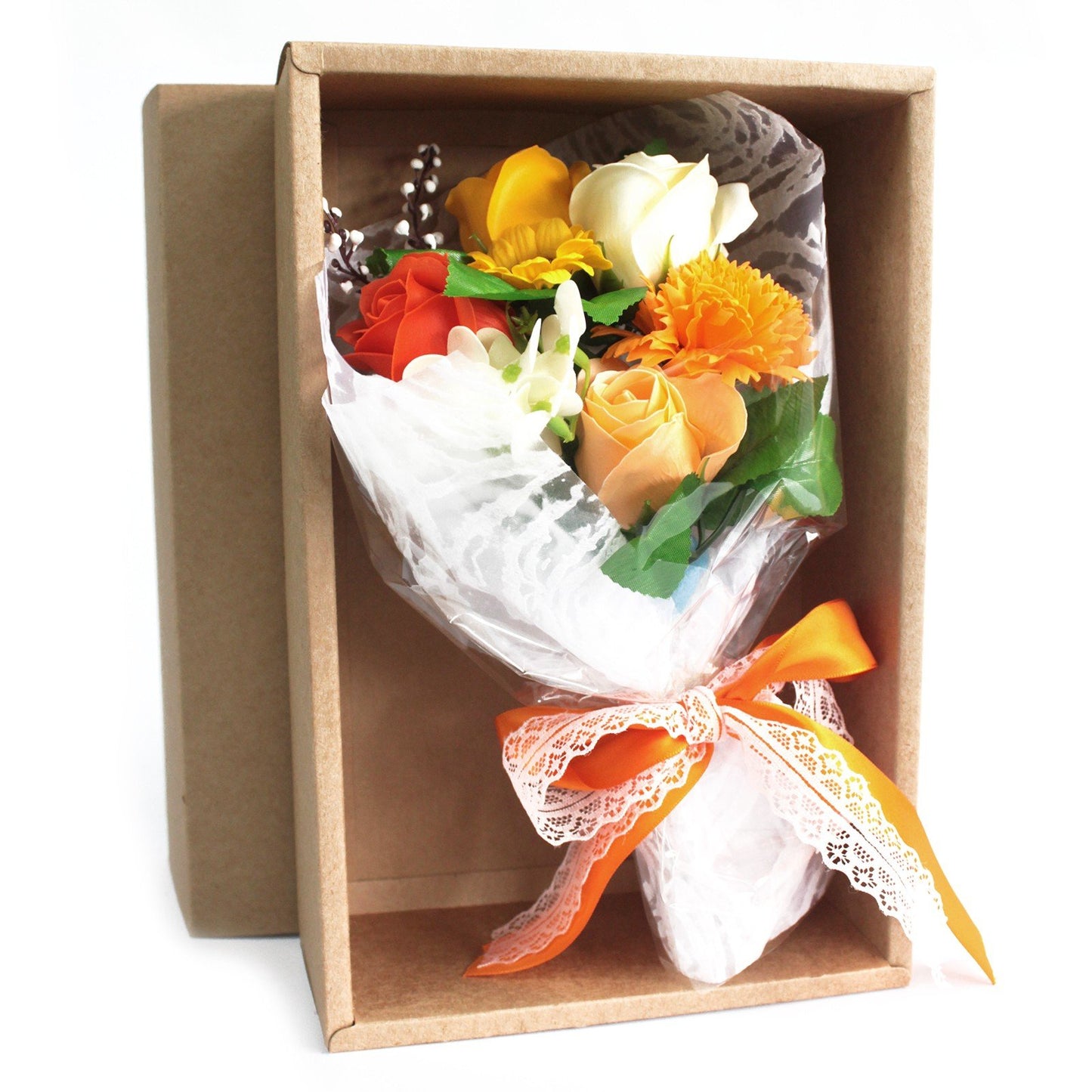 Orange Soap Flower Bouquet Gift Box | #product_category# - OneRoofGifts