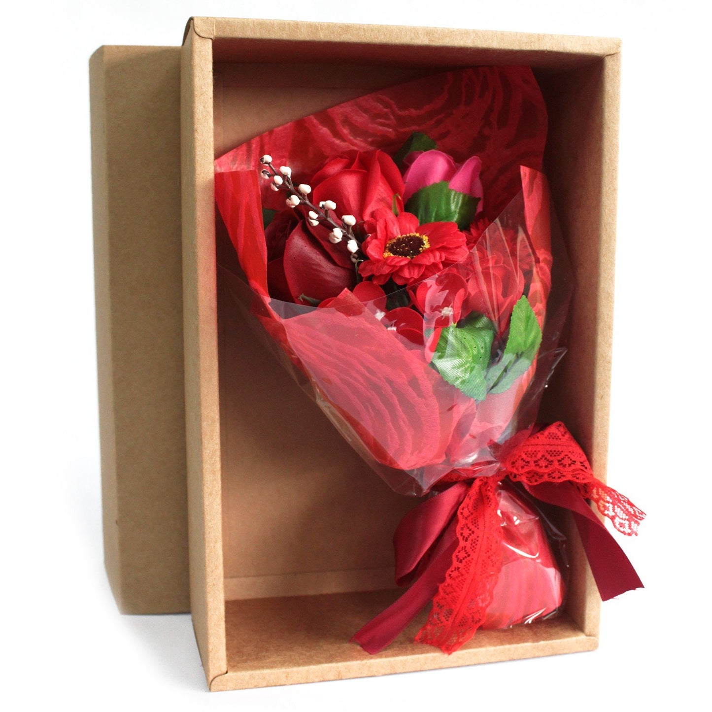 Red Soap Flower Bouquet Gift Box | #product_category# - OneRoofGifts