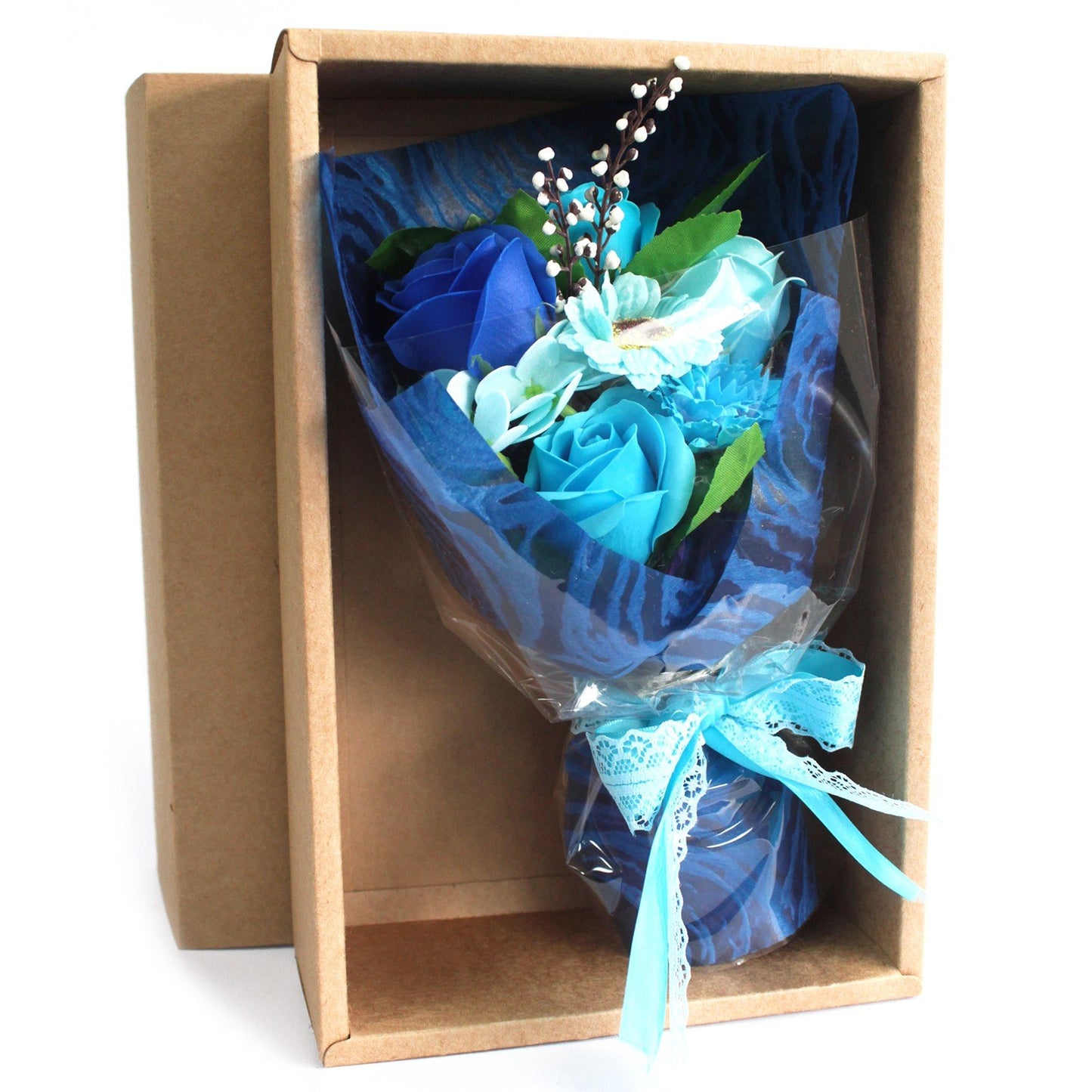 Blue Soap Flower Bouquet Gift Box | #product_category# - OneRoofGifts
