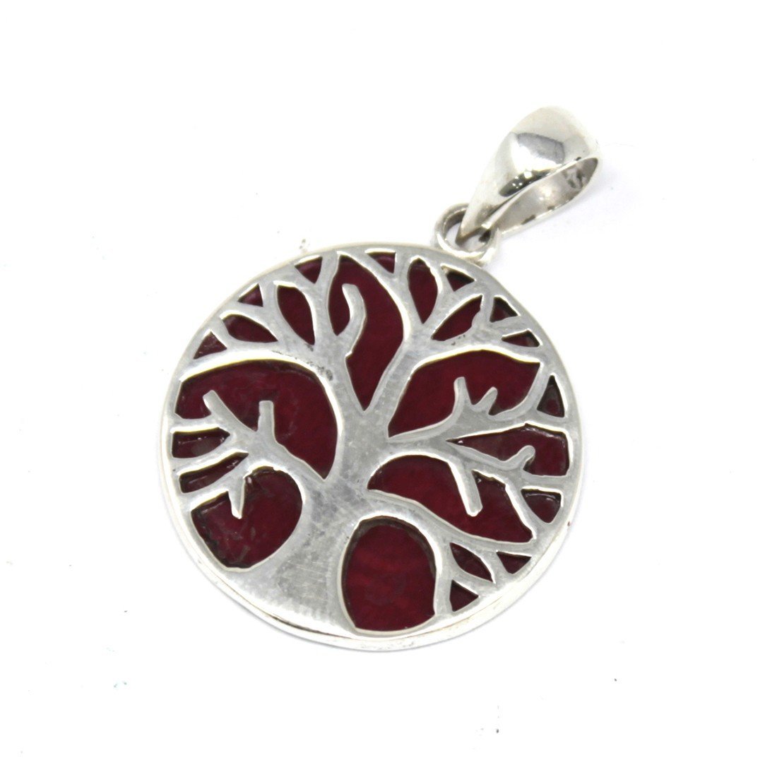 22mm Tree of Life Silver Pendant with Coral Effect | #product_category# - OneRoofGifts