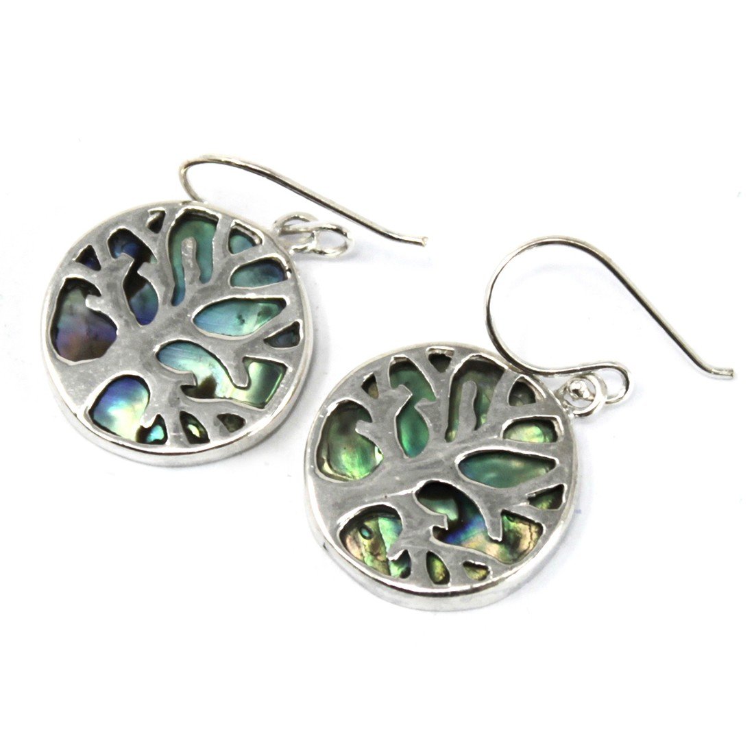 15mm Tree of Life Abalone Silver Earrings | #product_category# - OneRoofGifts