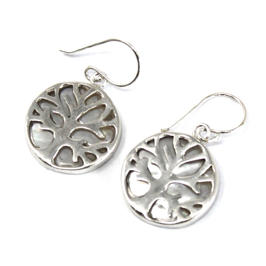 15mm Tree of Life Silver Earrings with Mother of Pearl | #product_category# - OneRoofGifts