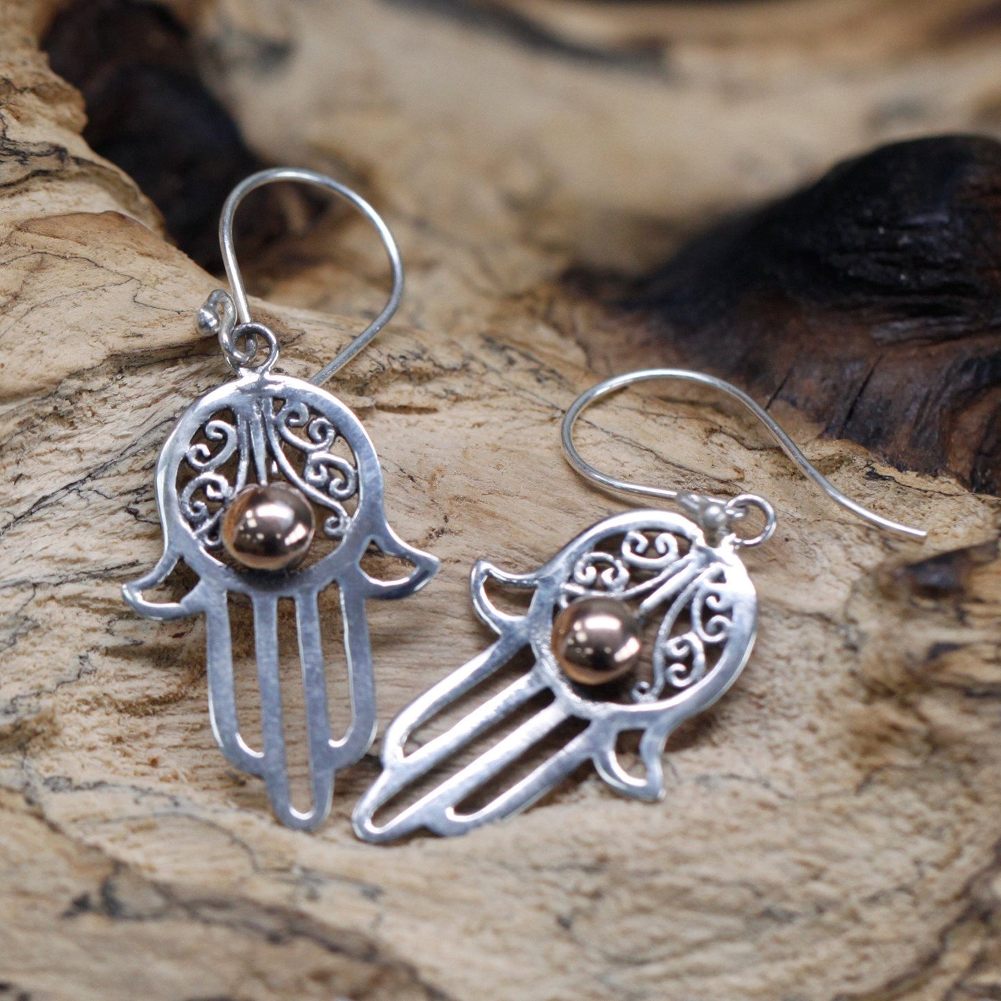 Hamsa Earrings in Silver and Gold | #product_category# - OneRoofGifts