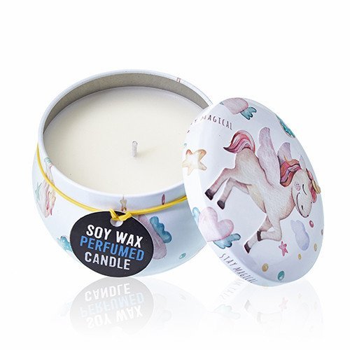 Assorted Unicorn Design Moonstone Artistic Tin Candle | #product_category# - OneRoofGifts