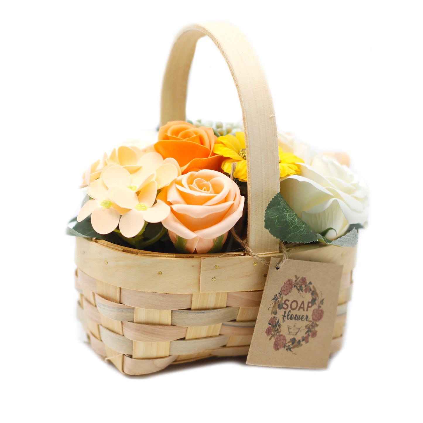Medium Floral Bouquet with Orange Flowers in Wicker Basket | #product_category# - OneRoofGifts