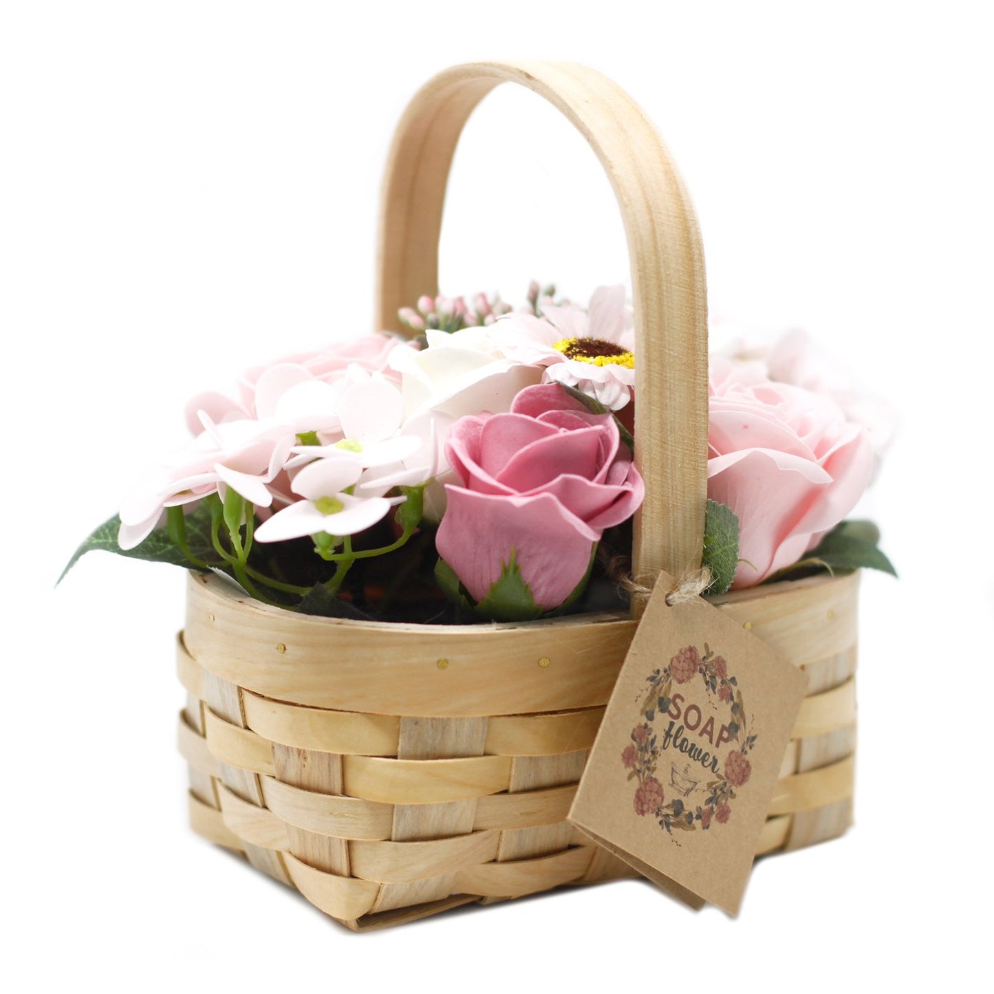 Pink Bouquet Medium in Wicker Basket Planter | #product_category# - OneRoofGifts