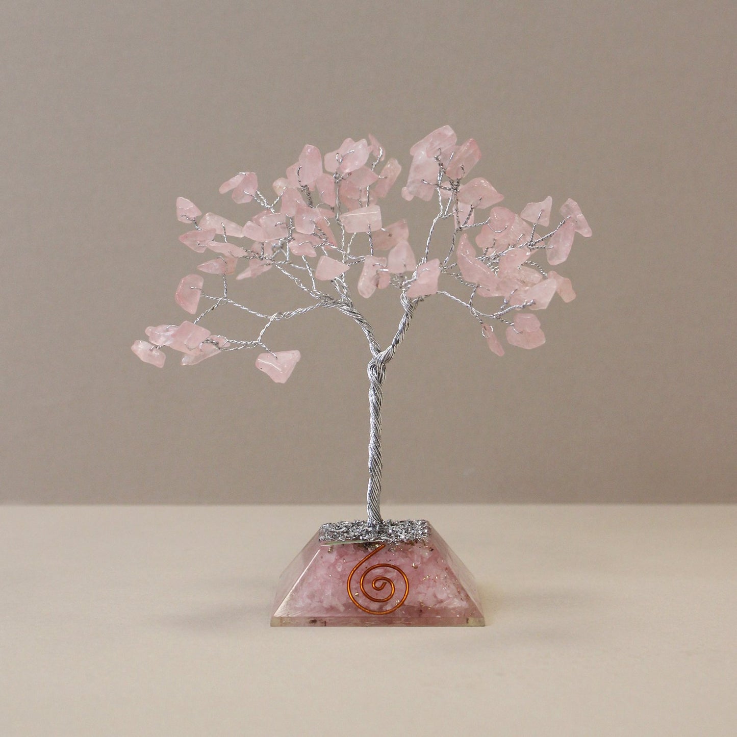 80 Rose Quartz Stones Gemstone Tree with Orgonite Base | #product_category# - OneRoofGifts