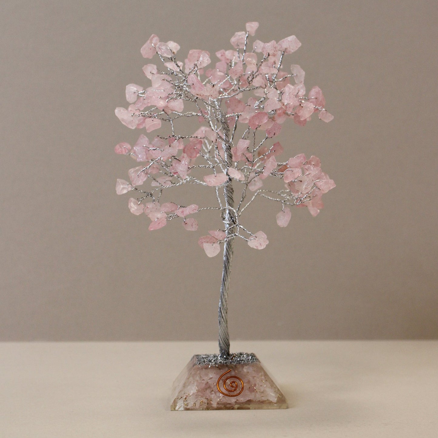 160 - Stone Rose Quartz Gemstone Tree with Organite Base | #product_category# - OneRoofGifts