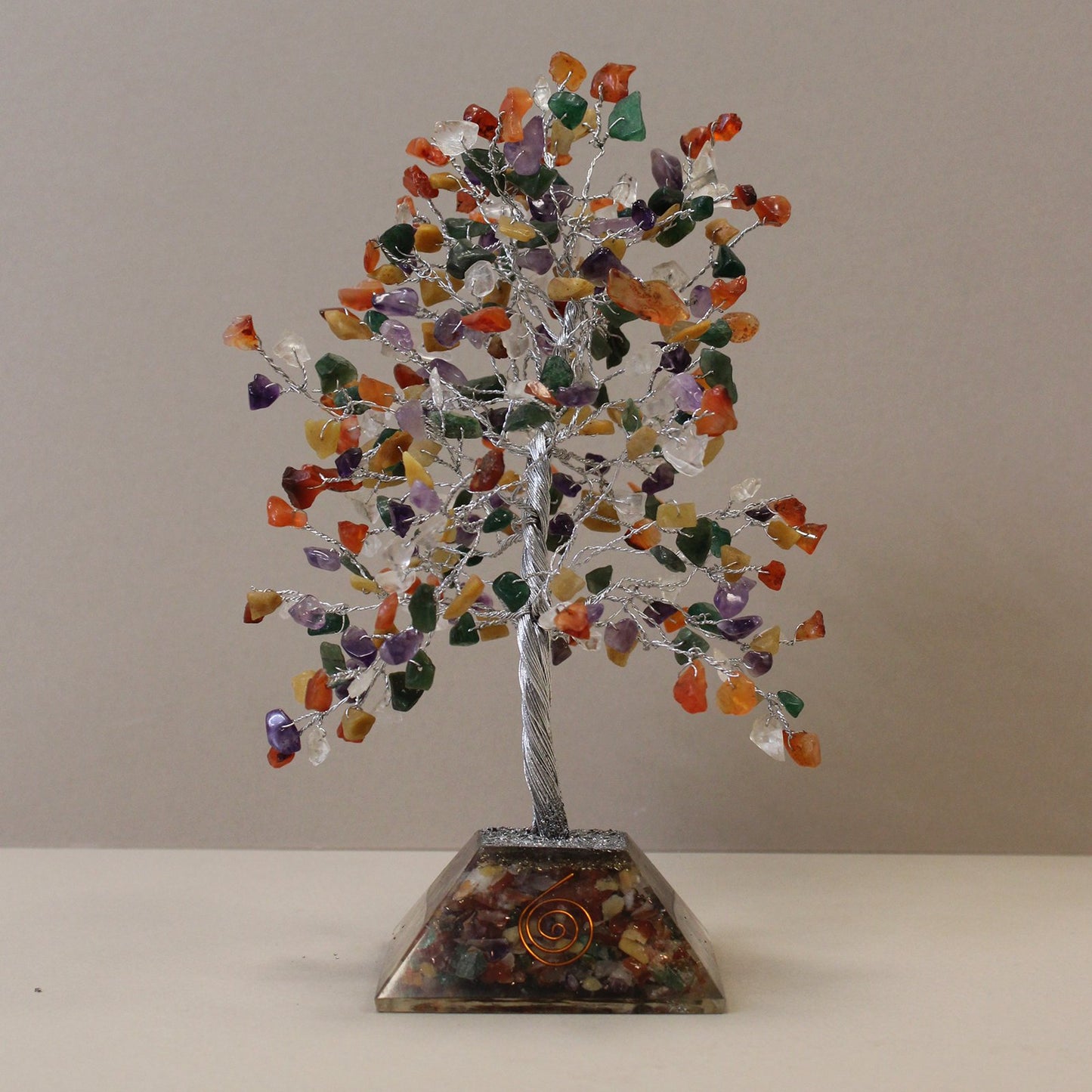 320 - Stone Gemstone Tree with Multicolor Orgone Base | #product_category# - OneRoofGifts