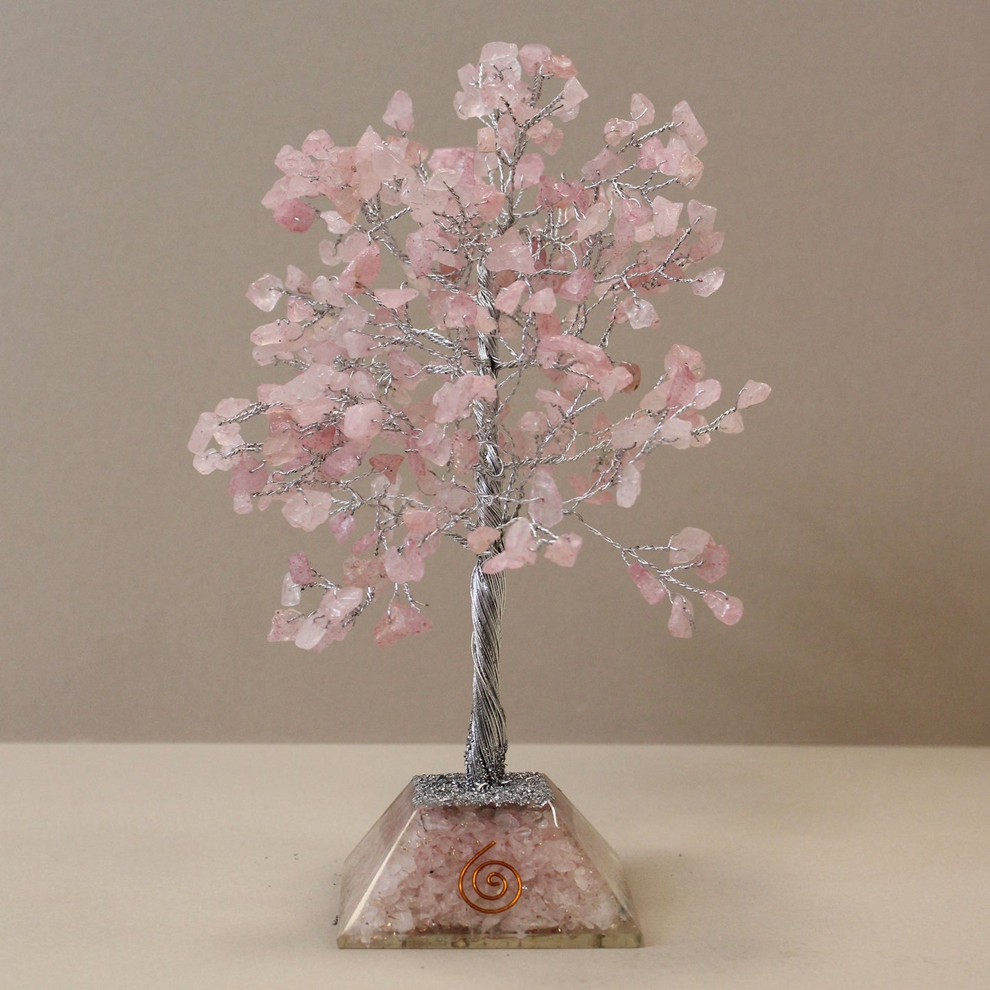 320 - Stone Gemstone Tree with Orgone Base - Rose Quartz | #product_category# - OneRoofGifts