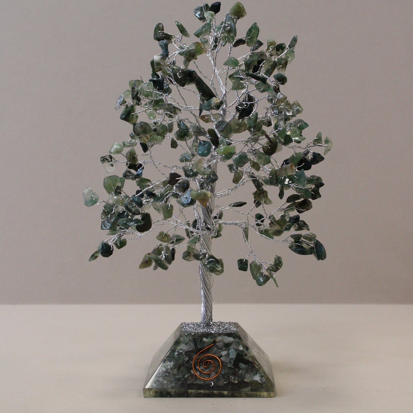 320 Moss Agate Stone Gemstone Tree with Orgonite Base | #product_category# - OneRoofGifts