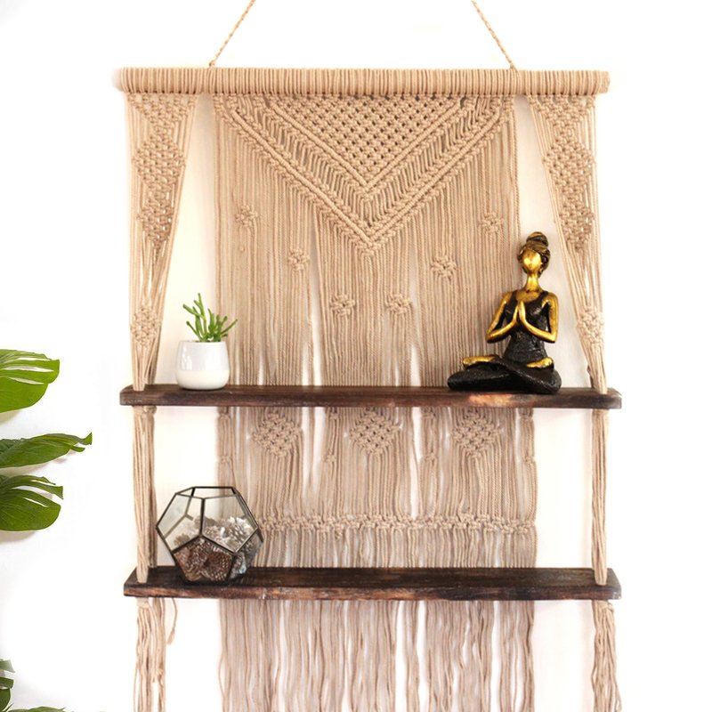 Macrame Hanging Shelves, Brown | #product_category# - OneRoofGifts
