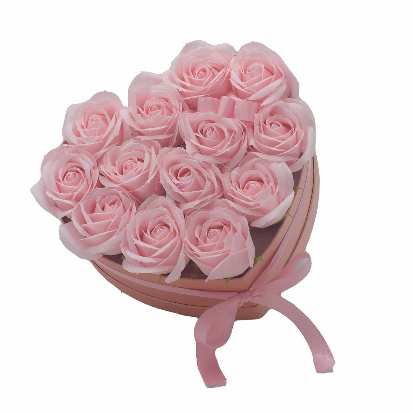 13 Pink Rose Soap Flowers in Heart - Shaped Bouquet | #product_category# - OneRoofGifts