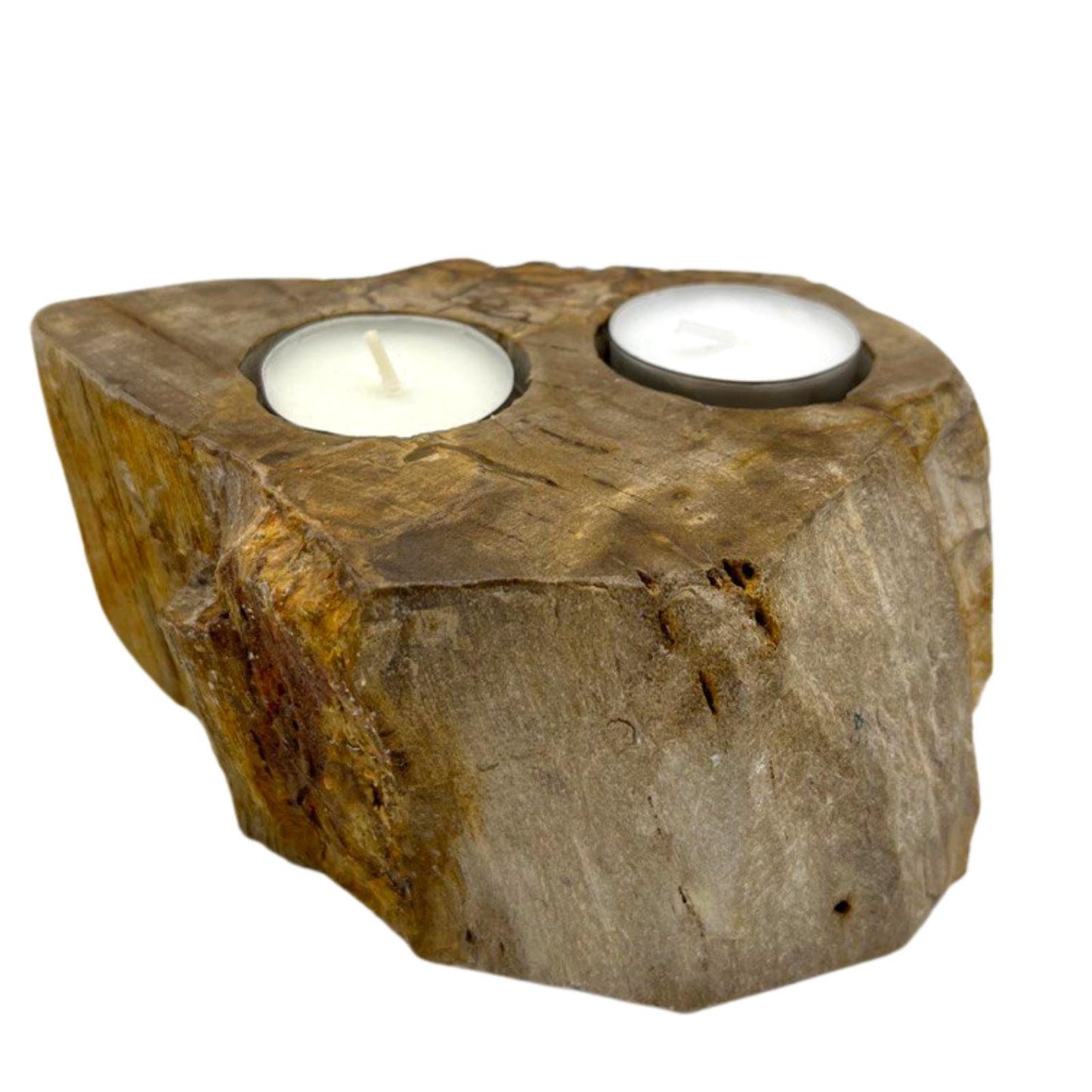 Double Candle Holder Petrified Wood | #product_category# - OneRoofGifts