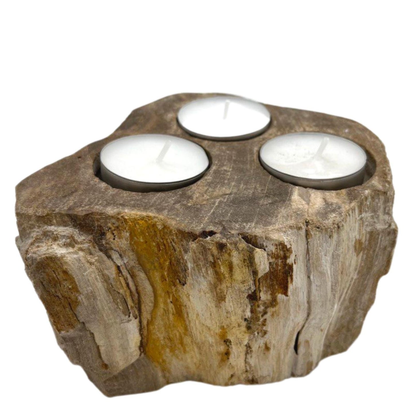 Triple Candle Holder Petrified Wood | #product_category# - OneRoofGifts
