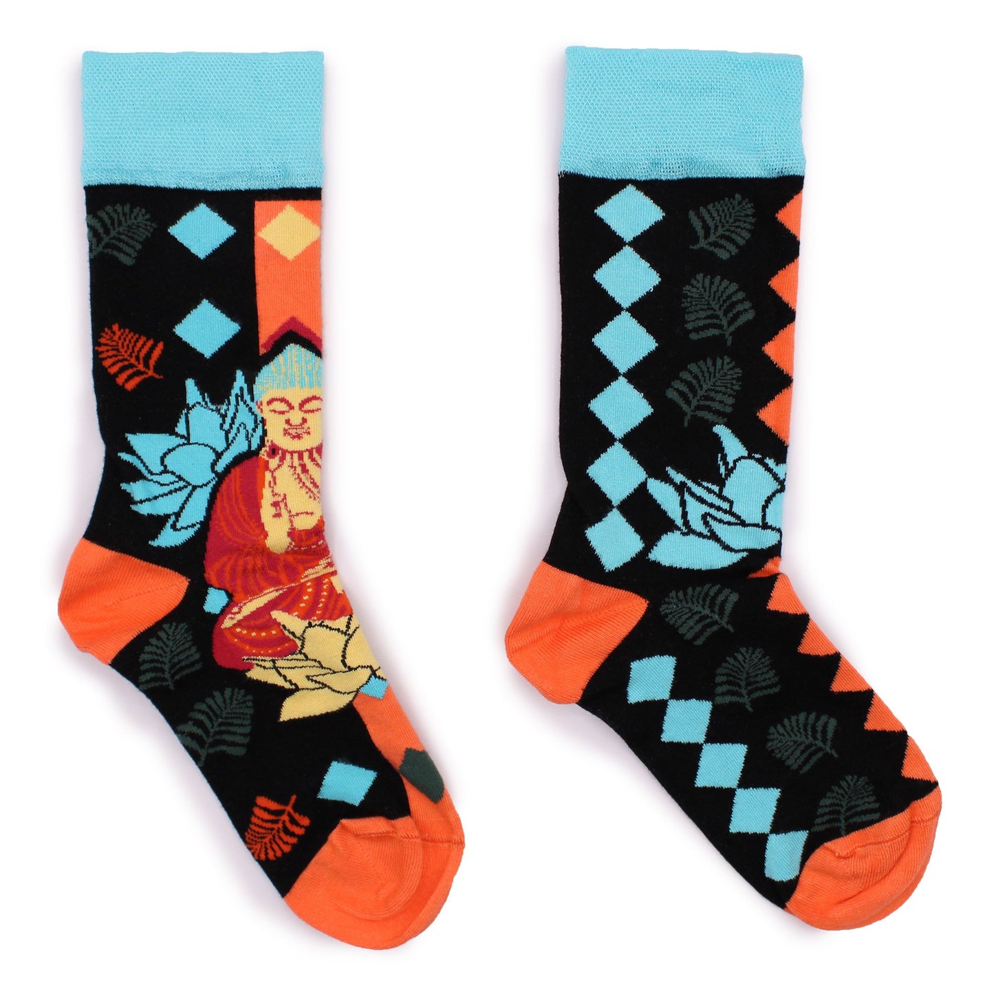 M/L Hop Hare Bamboo Socks - Blue Buddha and Lotus Design | #product_category# - OneRoofGifts