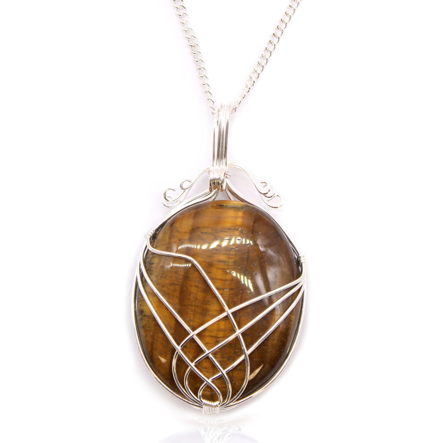 Tiger Eye Gemstone Swirl Wrapped Necklace | #product_category# - OneRoofGifts