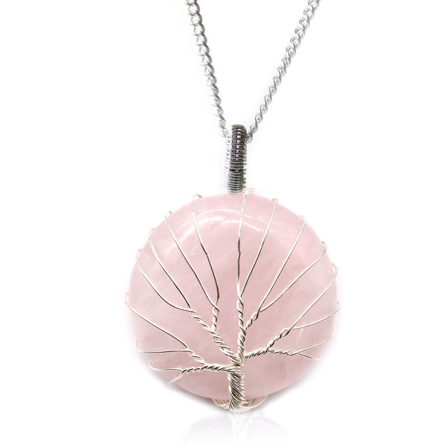 Rose Quartz Gemstone Necklace - Tree of Life | #product_category# - OneRoofGifts
