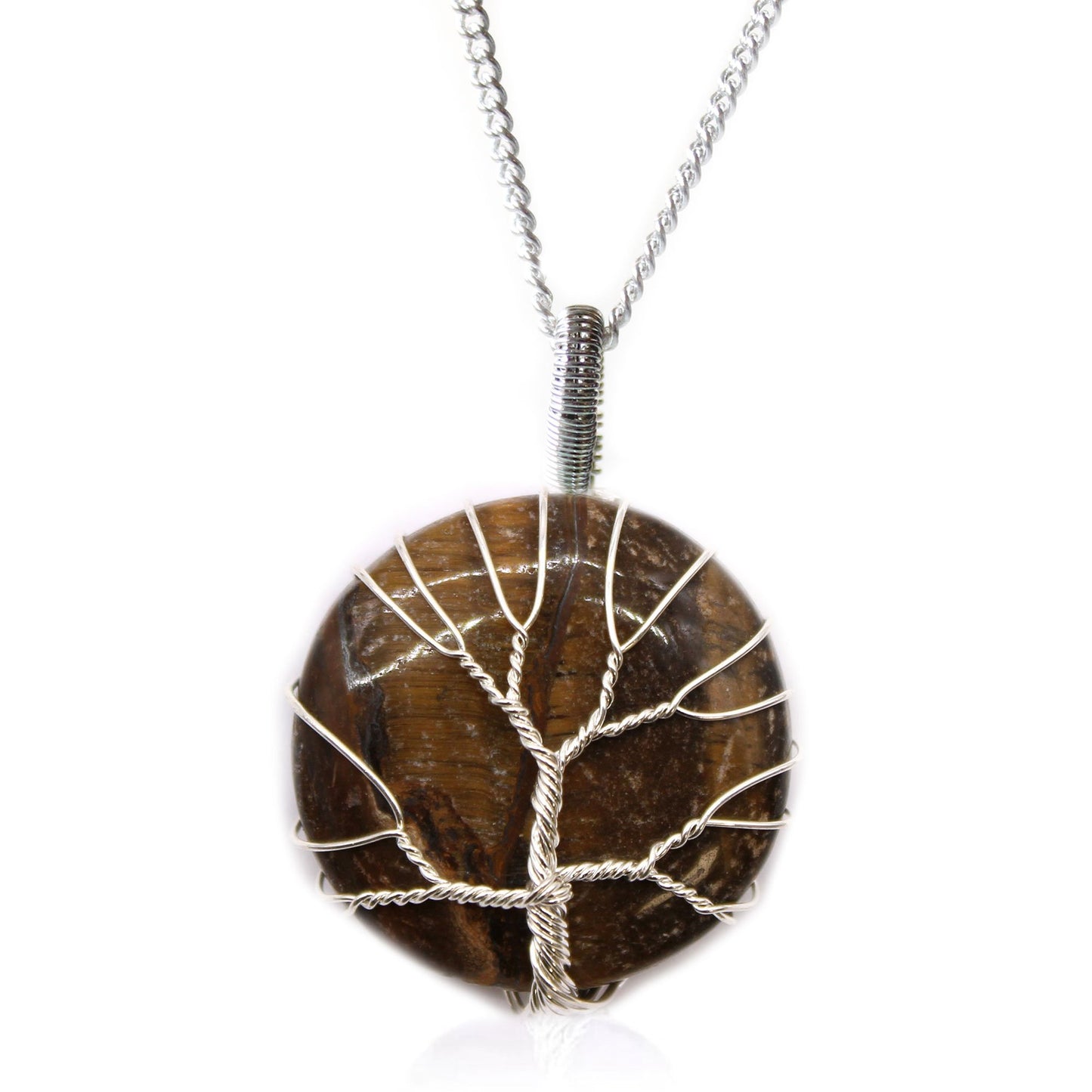 Tiger Eye Gemstone Necklace - Tree of Life | #product_category# - OneRoofGifts