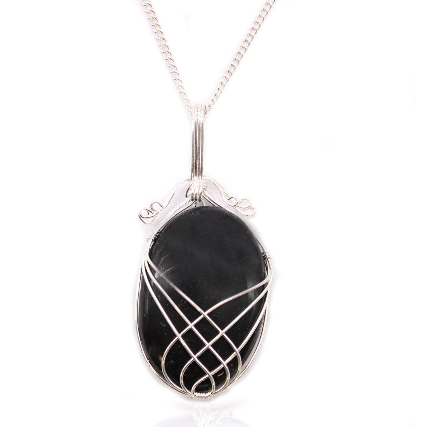 Black Onyx Gemstone Necklace, Swirl Wrapped | #product_category# - OneRoofGifts