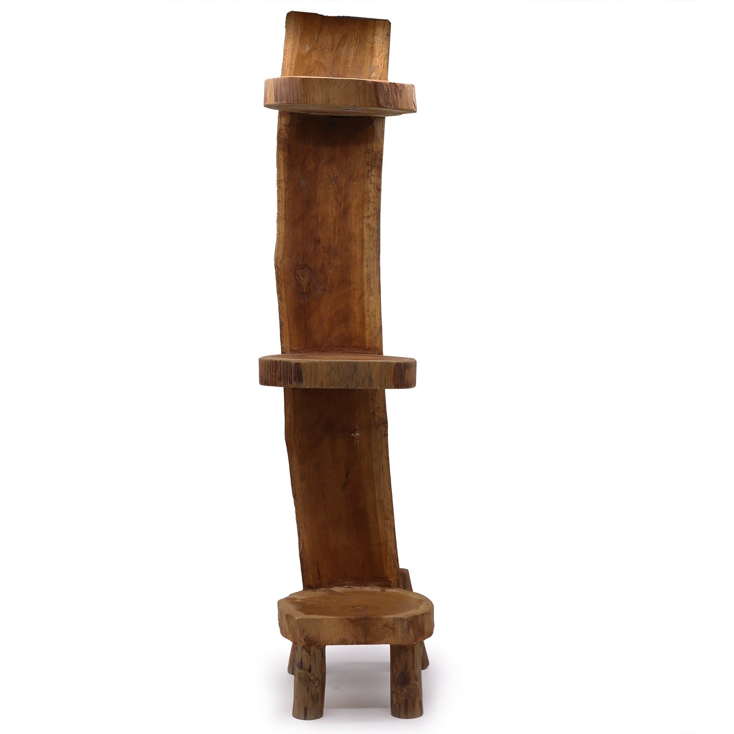 100 cm Natural Teak Log Display Shelf with 3 Shelves | #product_category# - OneRoofGifts