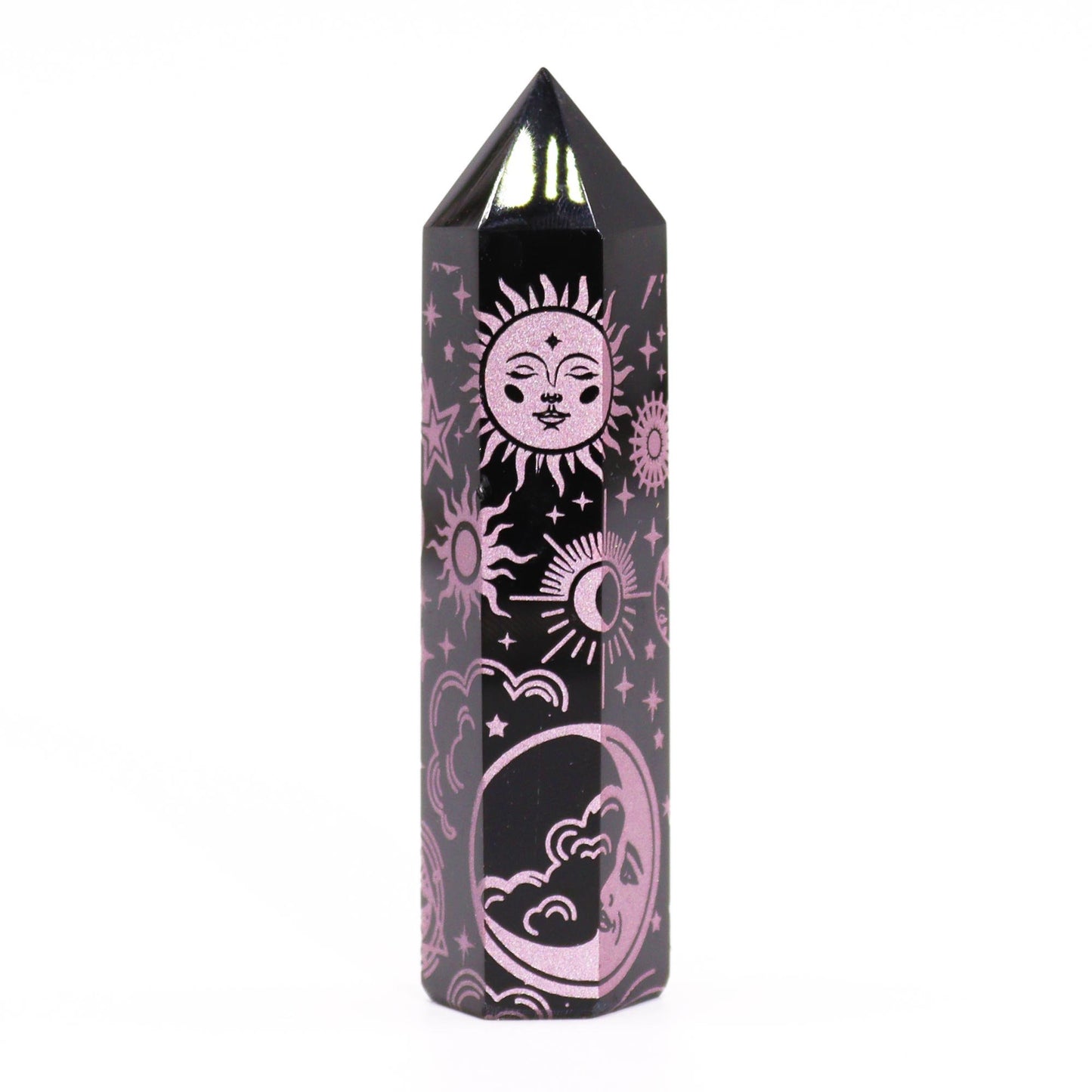 Mystic Rose Pink Black Obsidian Obelisk | #product_category# - OneRoofGifts