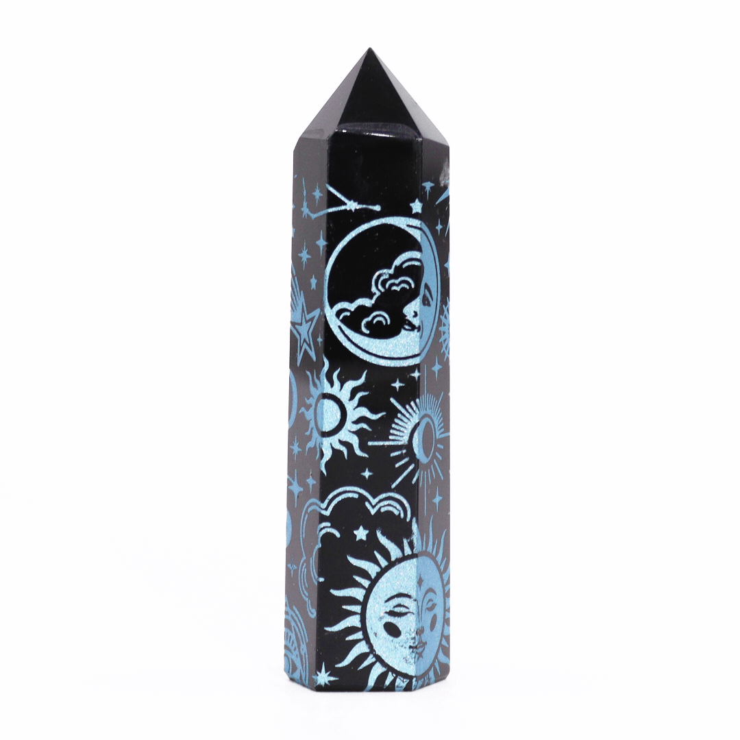 Sky Blue Black Obsidian Obelisk