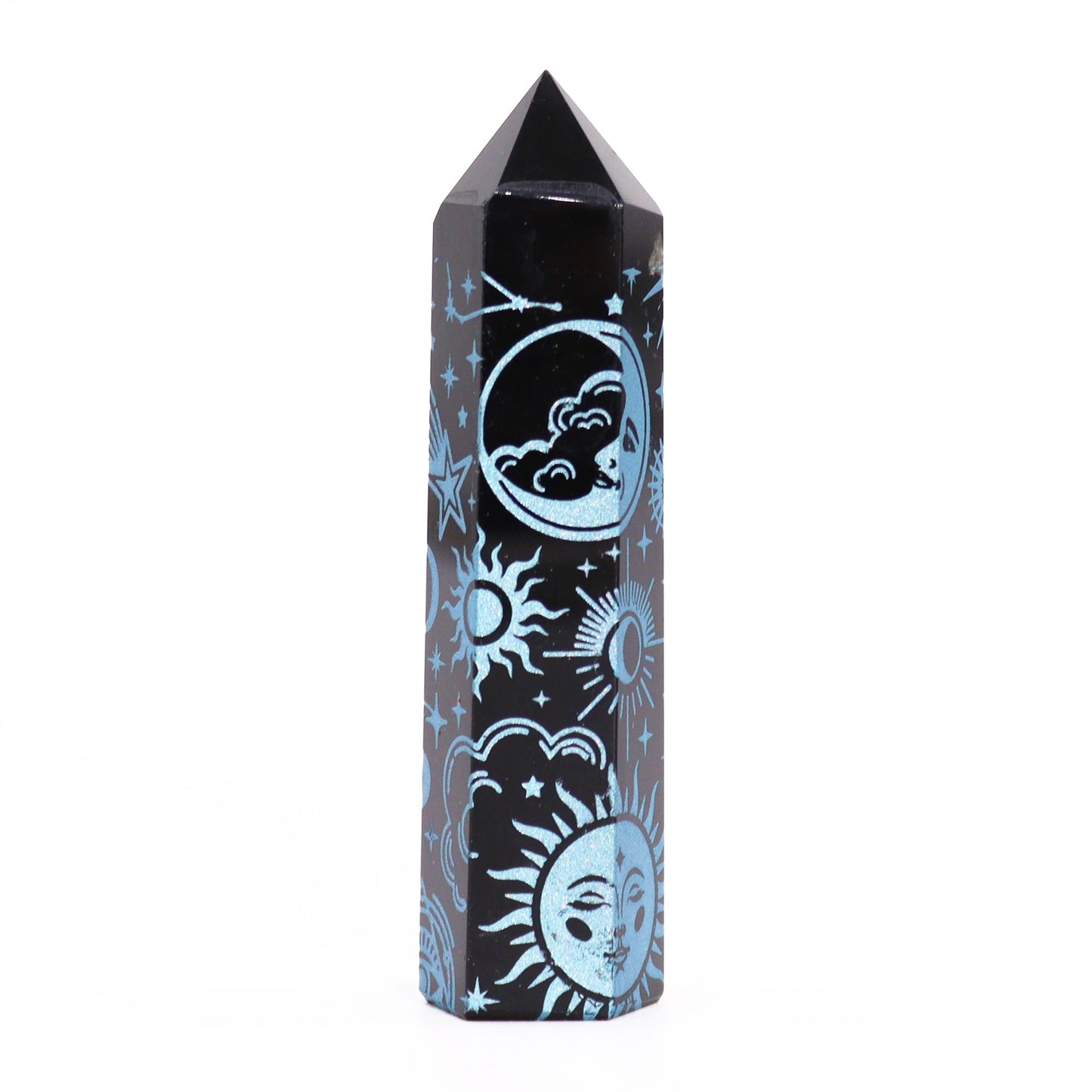 Sky Blue Black Obsidian Obelisk | #product_category# - OneRoofGifts