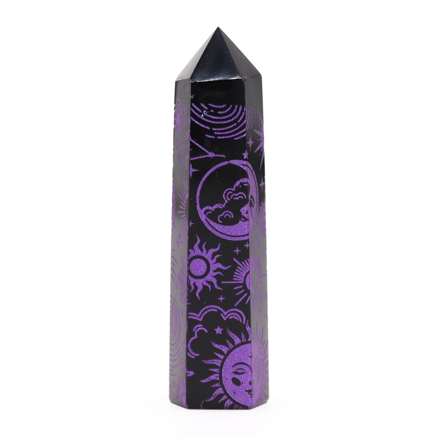 Deep Purple Mystic Black Obsidian Obelisk | #product_category# - OneRoofGifts