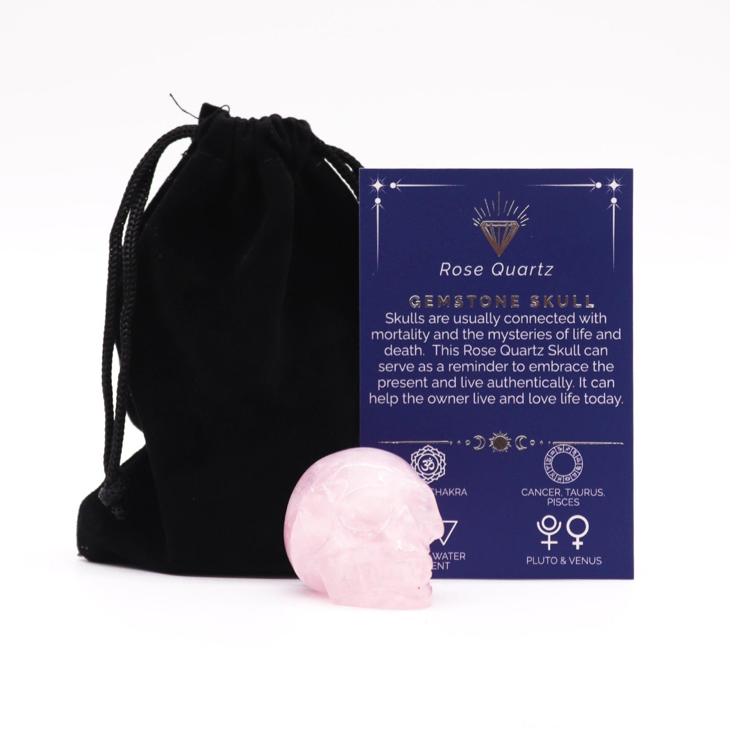 Small Rose Quartz Gemstone Skull | #product_category# - OneRoofGifts