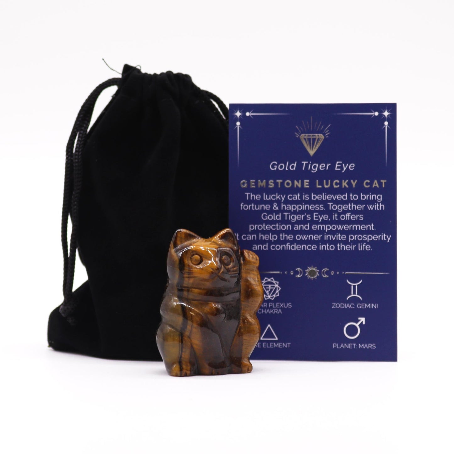Gold Tiger Eye Gemstone Lucky Cat | #product_category# - OneRoofGifts