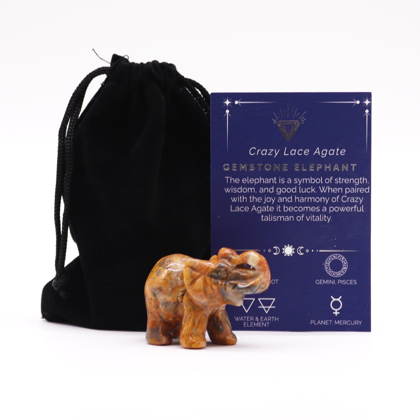 Crazy Lace Agate Lucky Elephant Gemstone | #product_category# - OneRoofGifts