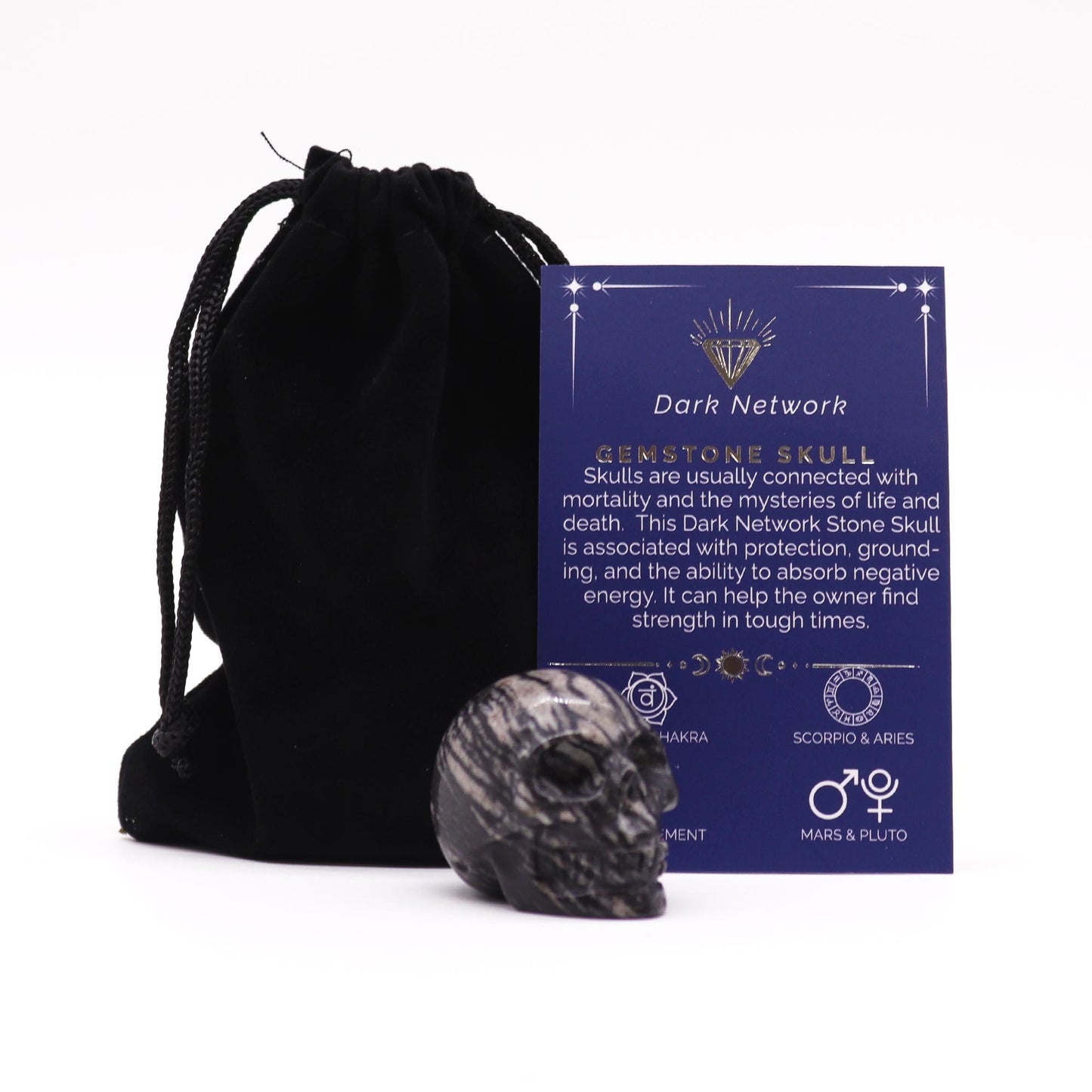 Small Dark Network Stone Gemstone Skull | #product_category# - OneRoofGifts