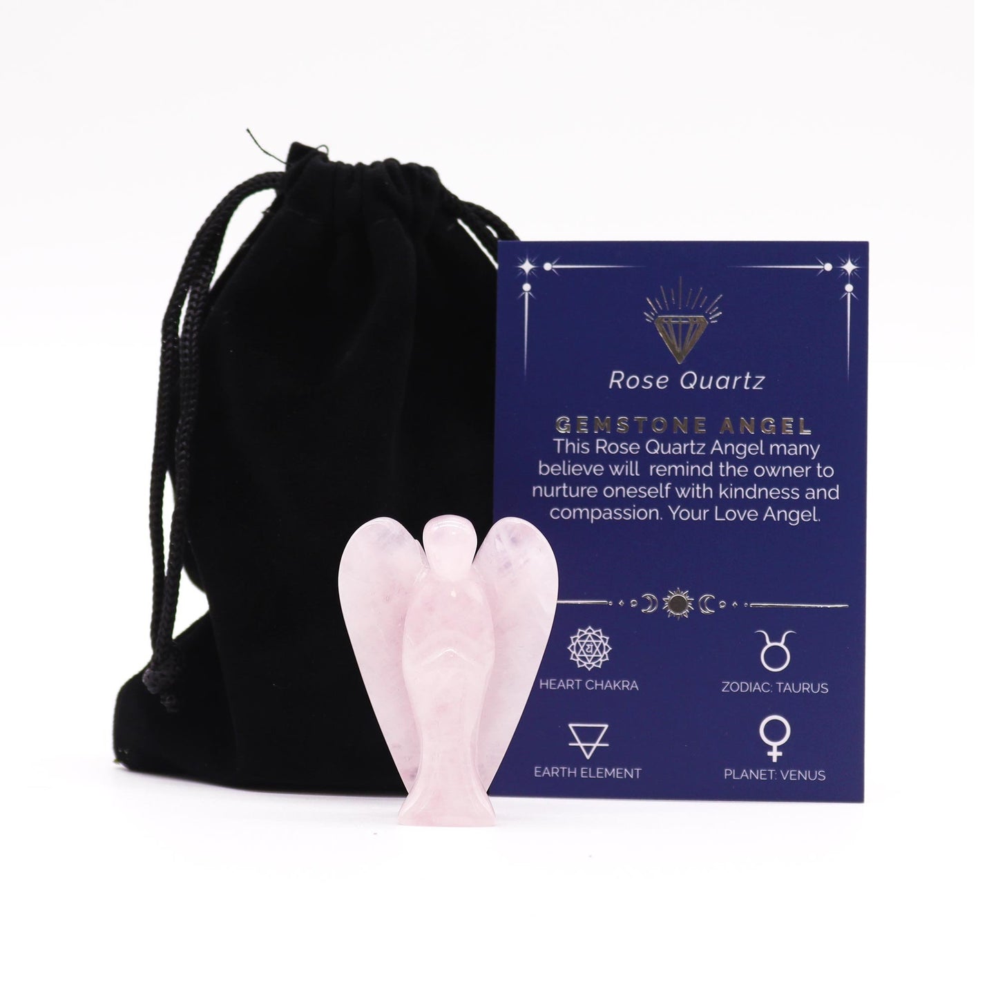 Rose Quartz Gemstone Angel Figurine | #product_category# - OneRoofGifts