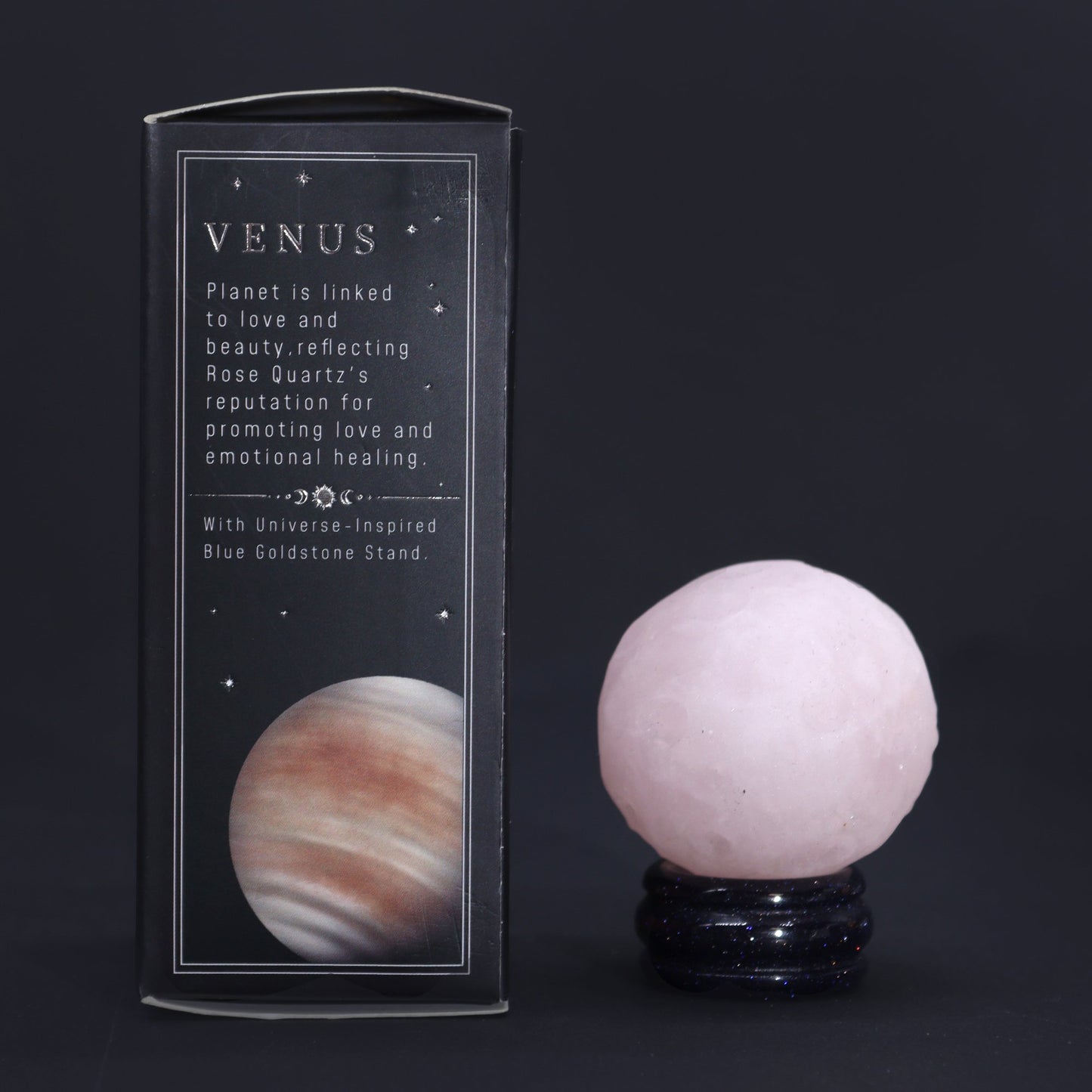 Sola Goldstone Stand with Rose Quartz Venus Planet | #product_category# - OneRoofGifts