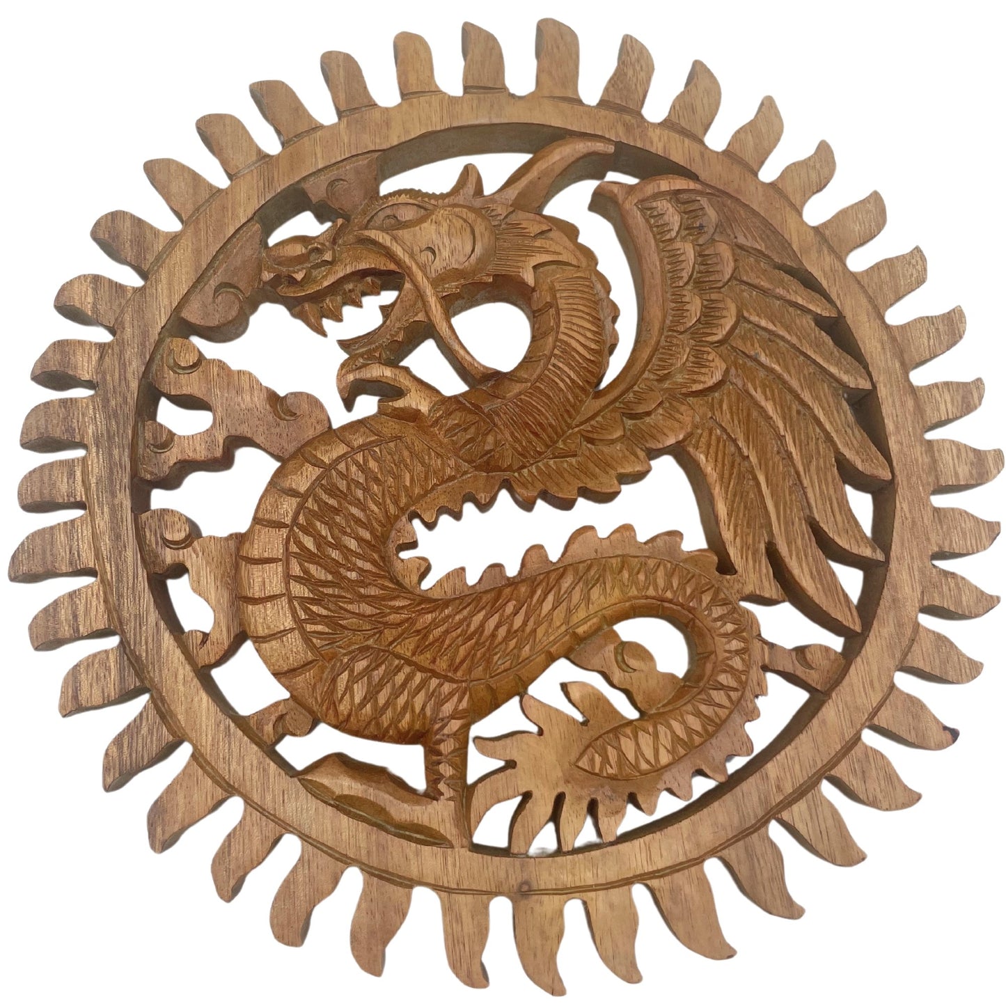Carved Winged Sun Dragon Plaque | #product_category# - OneRoofGifts