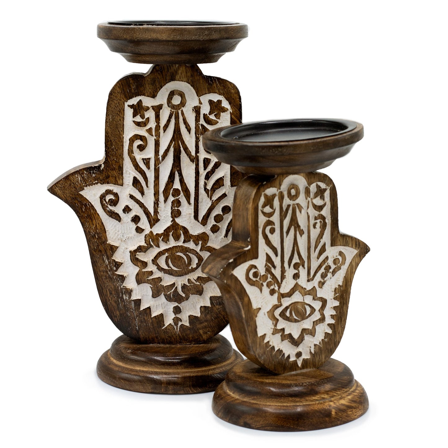 Small Mango Wood Hamsa Candle Stand | #product_category# - OneRoofGifts