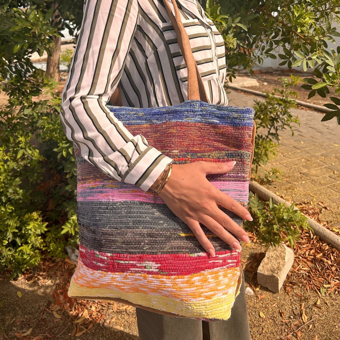 Oversized Recycled Rug Bag - Lavender Shades | #product_category# - OneRoofGifts