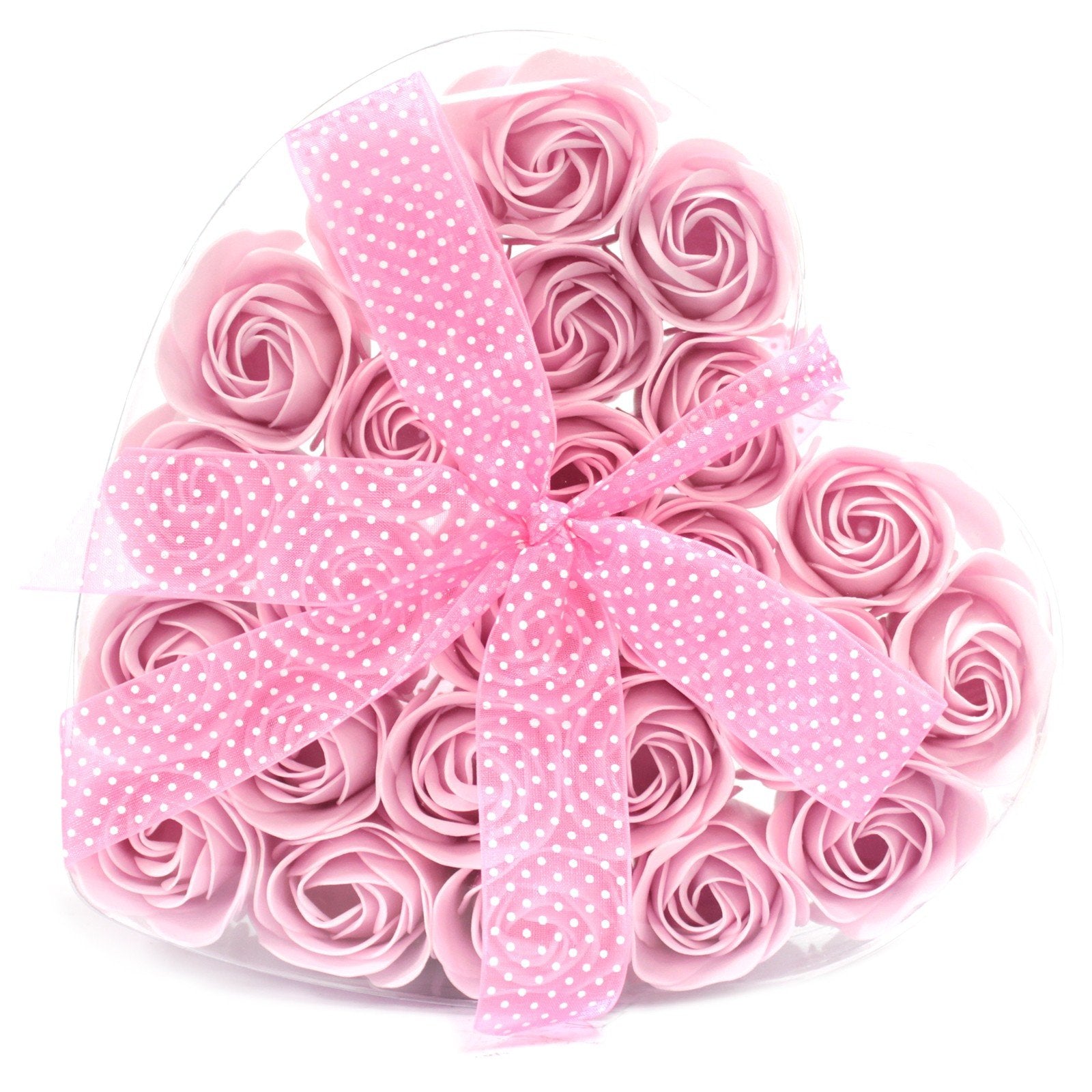 24 Pink Rose Soap Flowers in Heart - Shaped Box | #product_category# - OneRoofGifts