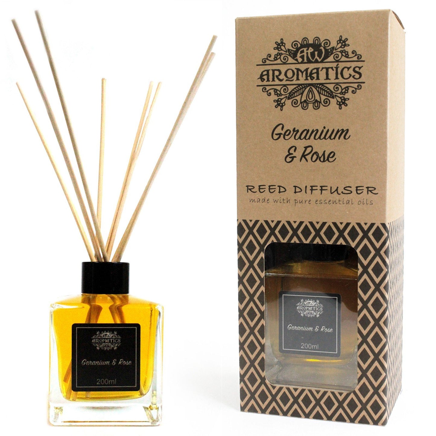 200ml Reed Diffuser with Geranium and Rose Essential Oil | #product_category# - OneRoofGifts