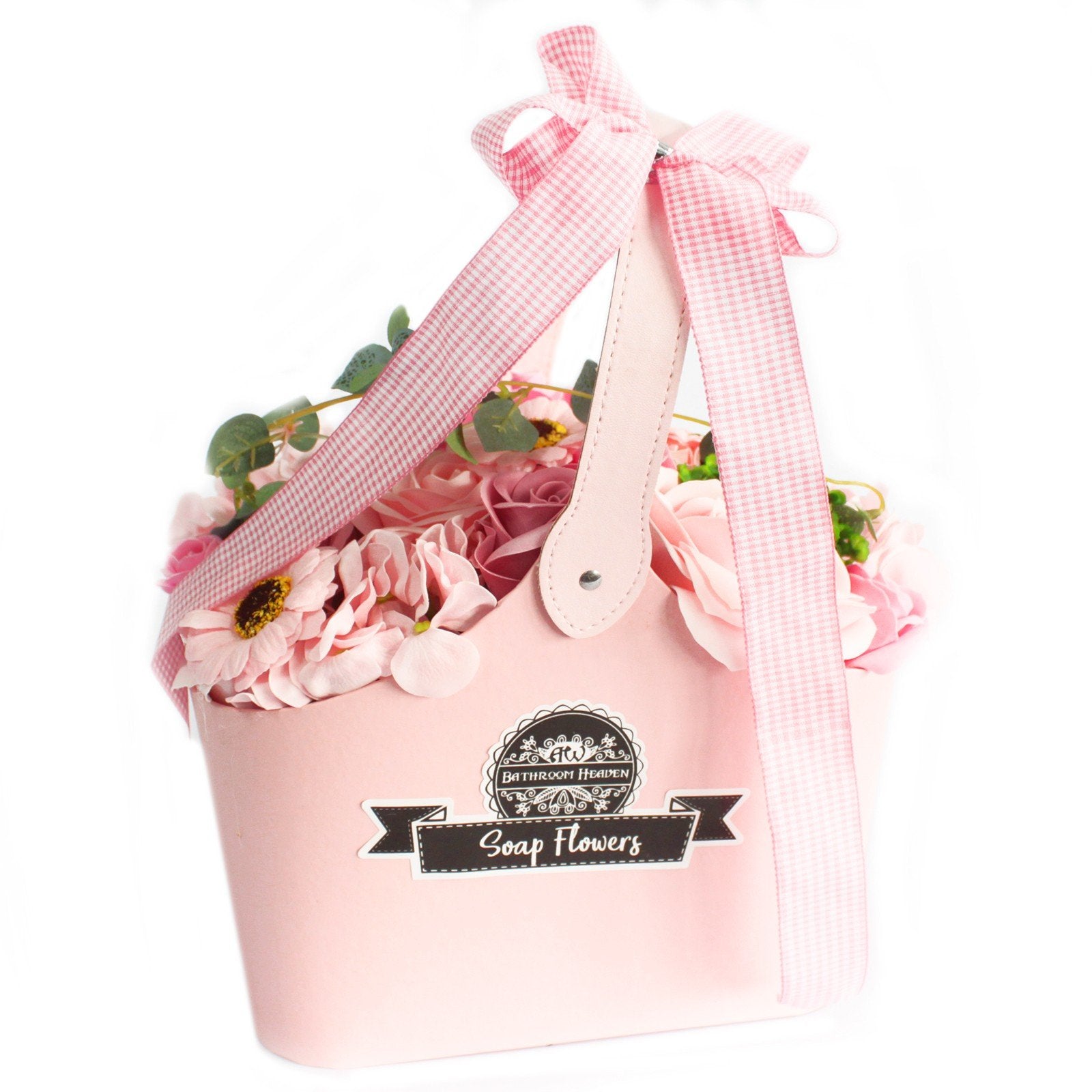 Soap Flower Bouquet in Pink, Basket | #product_category# - OneRoofGifts