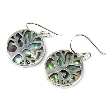 15mm Tree of Life Abalone Silver Earrings | #product_category# - OneRoofGifts