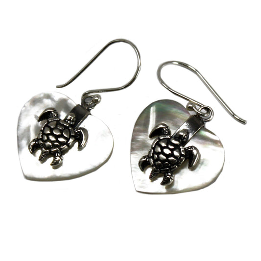 Silver and Shell Sea Turtle Earrings with Pearl | #product_category# - OneRoofGifts