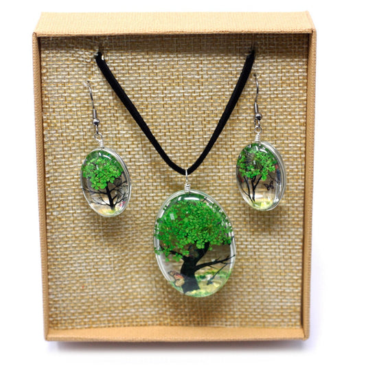 Green Pressed Flower Tree of Life Set | #product_category# - OneRoofGifts