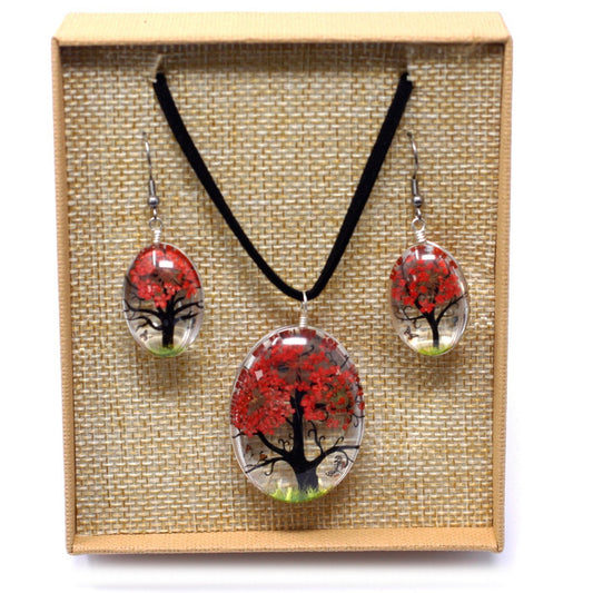 Coral Pressed Flower Tree of Life Set | #product_category# - OneRoofGifts